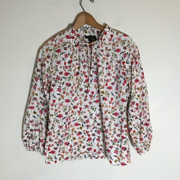 J. Crew Scalloped Tie Neck in Vintage Floral - Picture 1 of 7